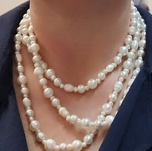 Huge Flapper Length Genuine Pearl Necklace